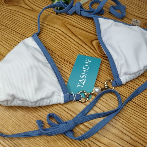 Triangle Ribbed Bikini String Top By Tashehe - Picture 5 of 7